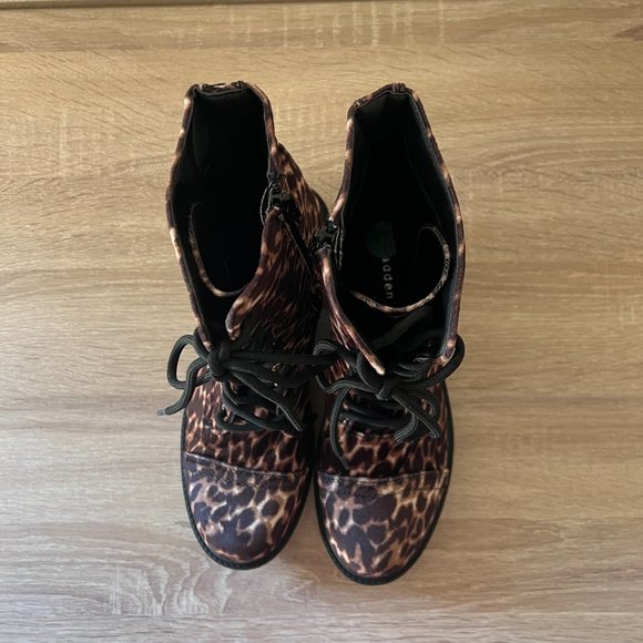 STEVE MADDEN GIRL Velvet Animal Print REX Combat Boots 8M Retro 90s Y2K - Picture 4 of 7